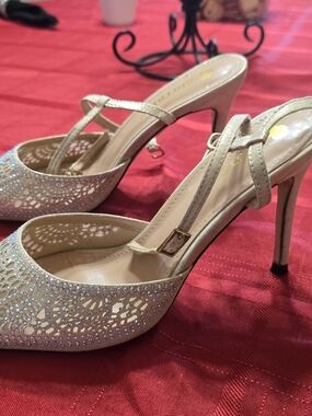 BigTree Elegant Gold Strappy High Heel Mules